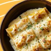 Cannelloni Ricotta Cheese & Spinach with White Lamb Ragu