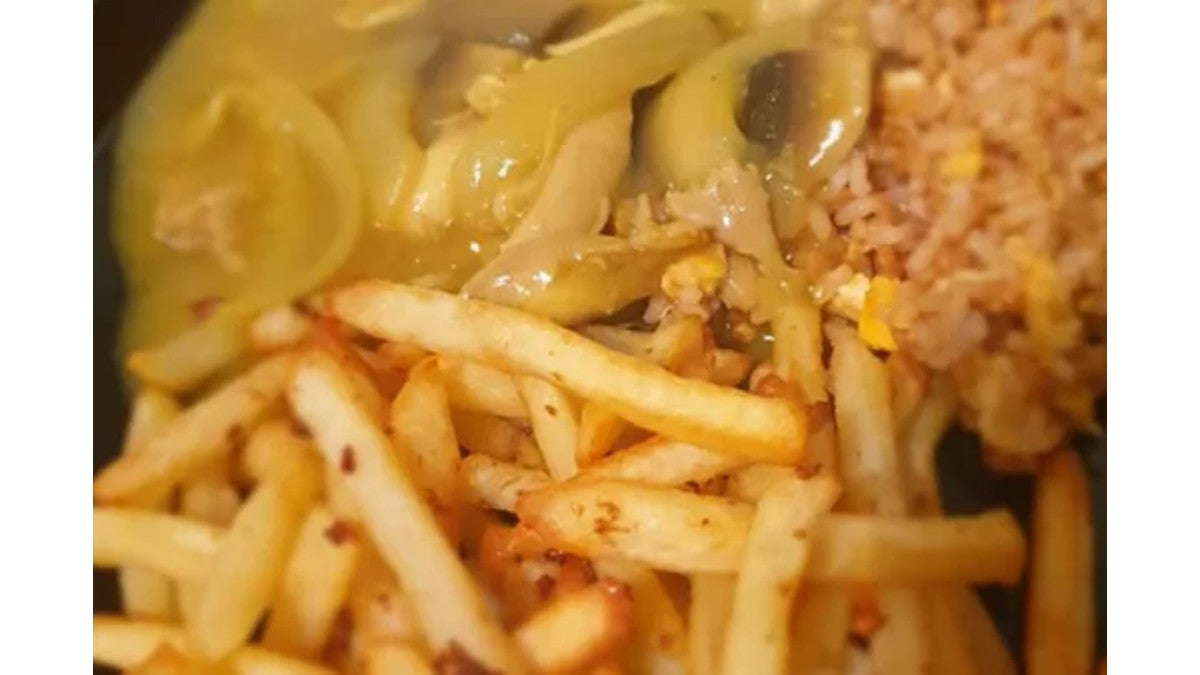 Egg Fried Rice, Samosas, and Chips in Any Sauce