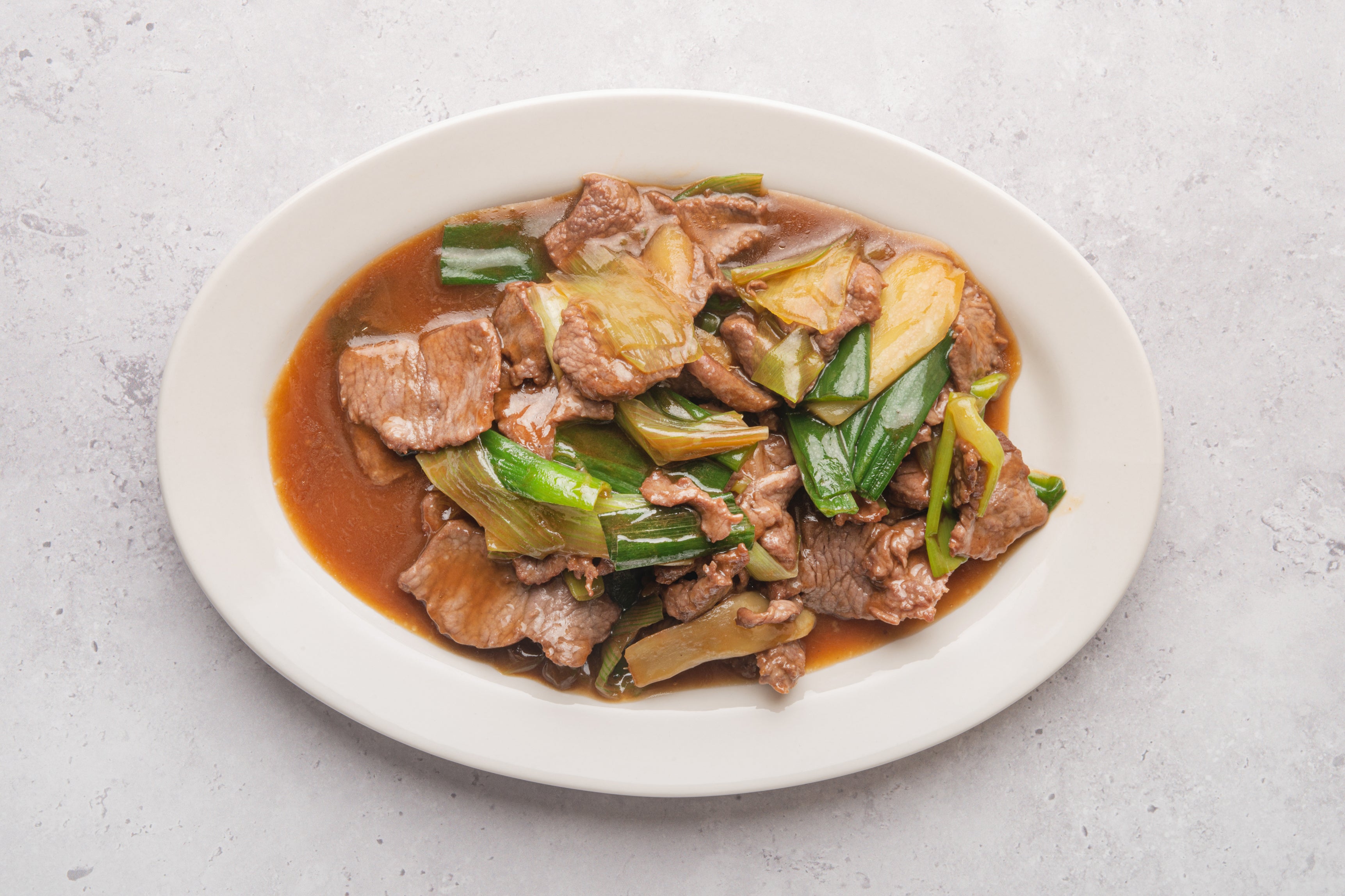 Stir Fried Beef with Ginger and Spring Onions