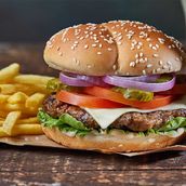 American Beef Burger With Fries