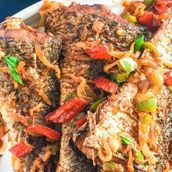 Peppered Fish With Fries And Sauce