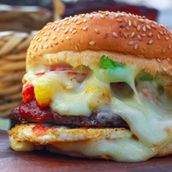 Beef, Egg and Cheese Burger Sandwich