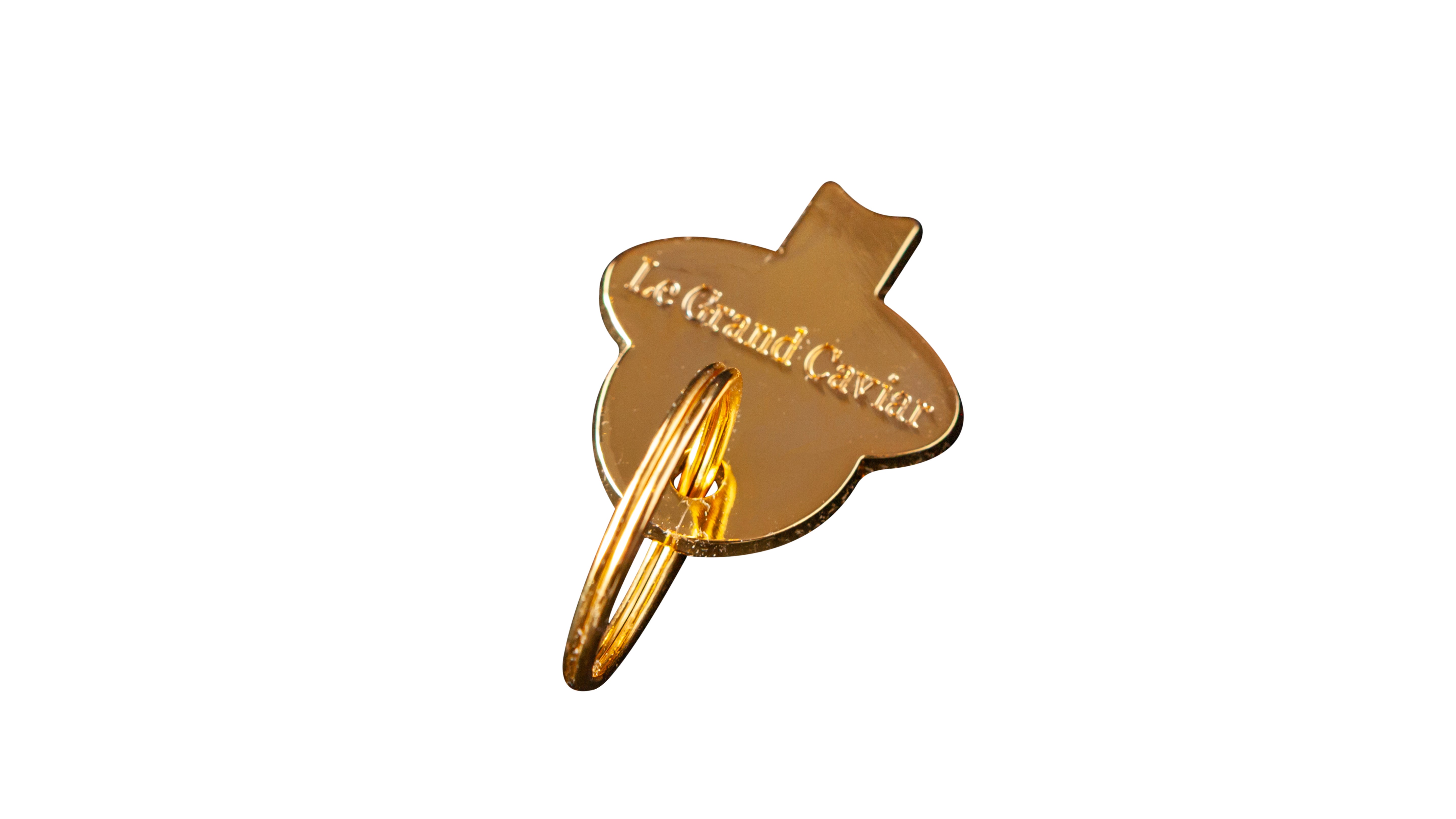 Gold Engraved Caviar Tin Opener Key Chain