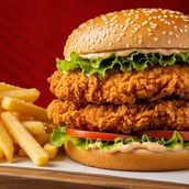 Mega Zinker Burger with fries
