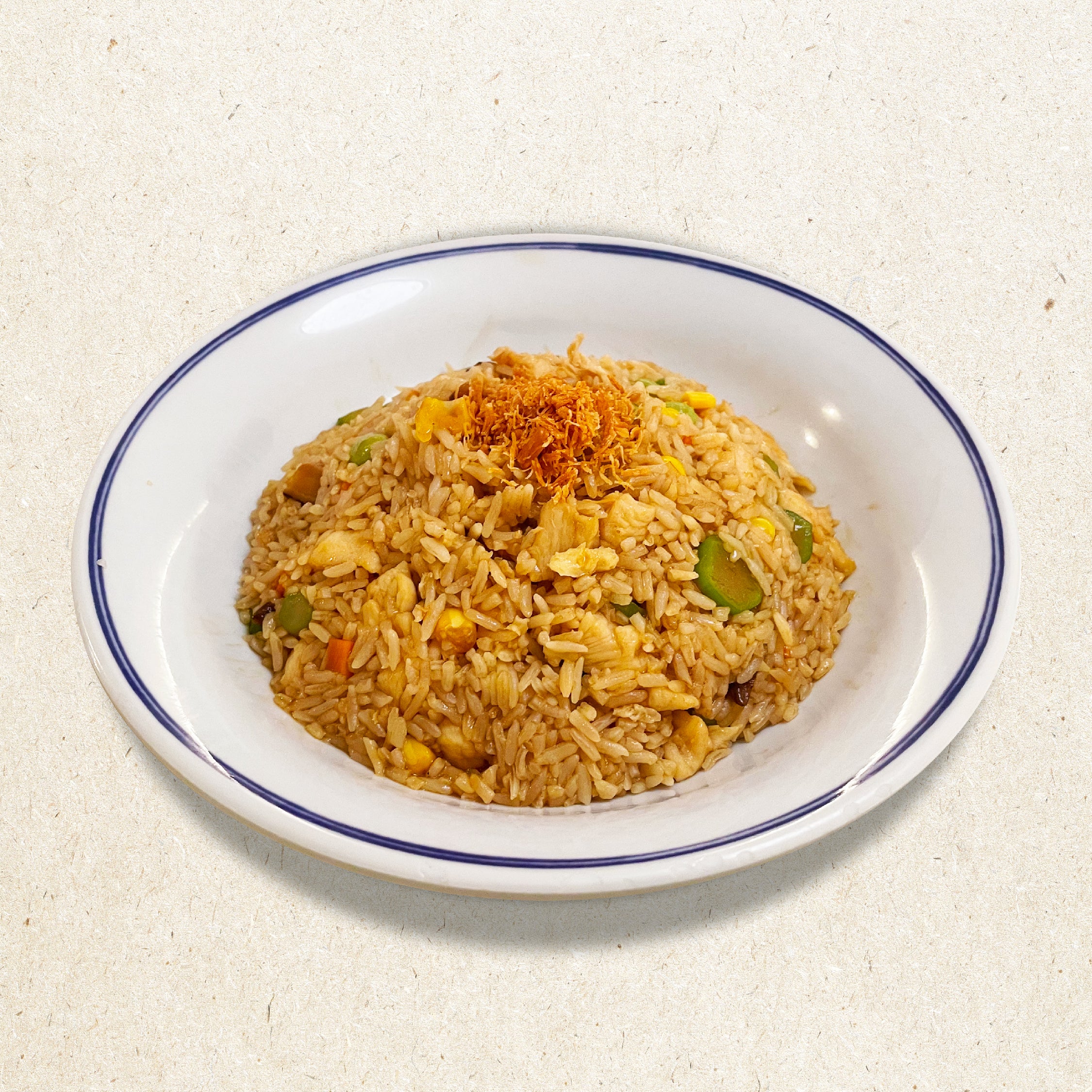 鲍汁玉兰鸡粒炒饭 Braised Abalone Sauce Rice with Diced Chicken and Kai Lan