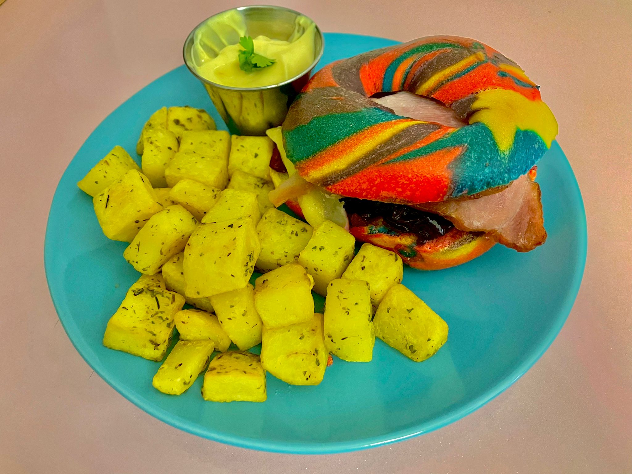 Brie Mine Rainbow Bagel