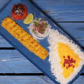 B Chicken Kebab With Rice, Onions And Tomatoes