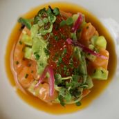 Salmon Tartare, Guacamole, Ikura, Ponzu