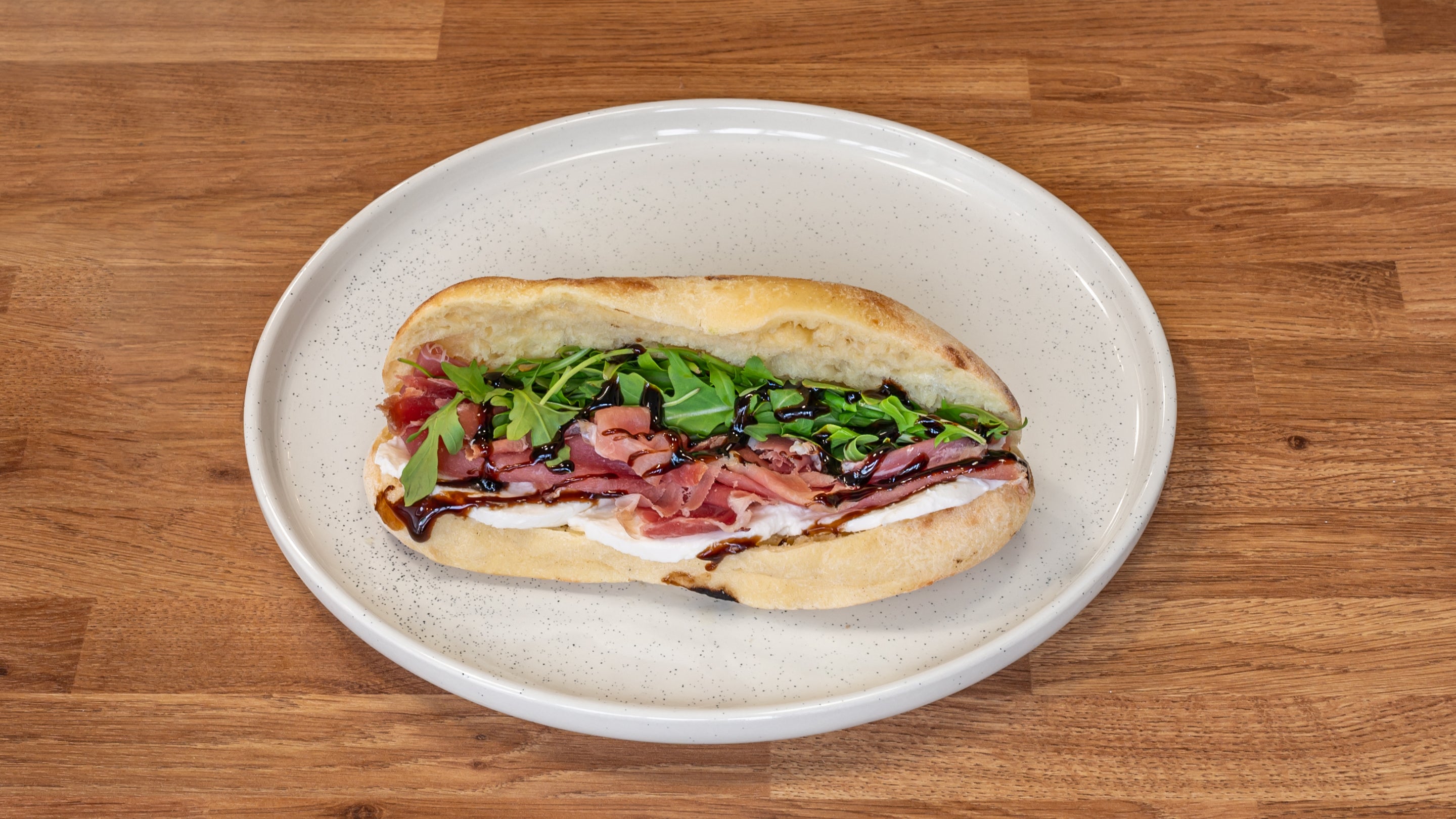 Prosciutto Crudo, Mozzarella, Rocket, and Balsamic Vinegar