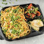 Noodles With Chili Chicken And Chicken Momos