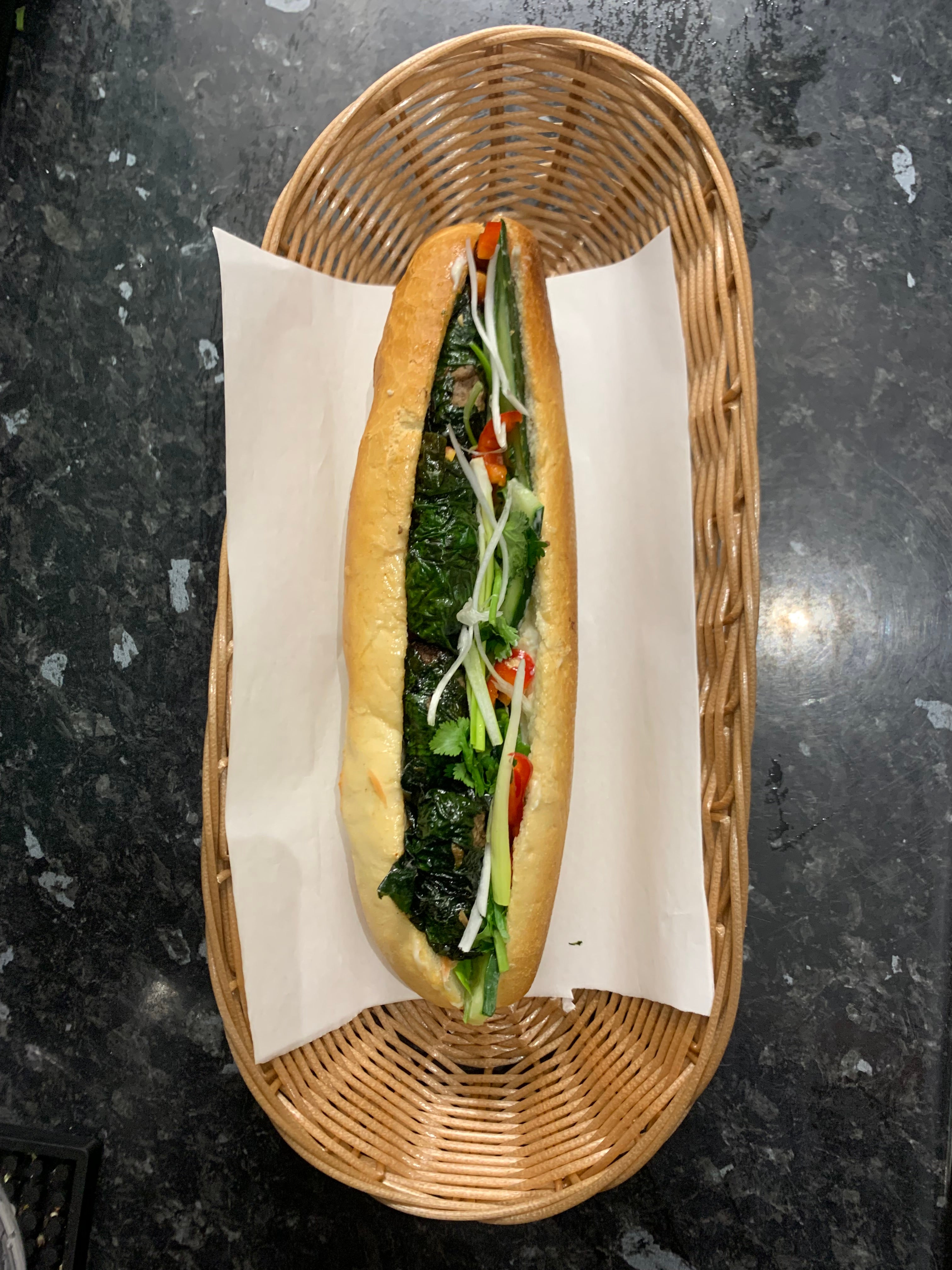 Banh Mi Cha La Lot (Pork Betel Leaf Baguette)