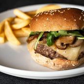 Beef Mushroom Burger with Fries