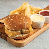 Battered Halloumi Burger And Chips