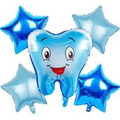 5 blue balloons