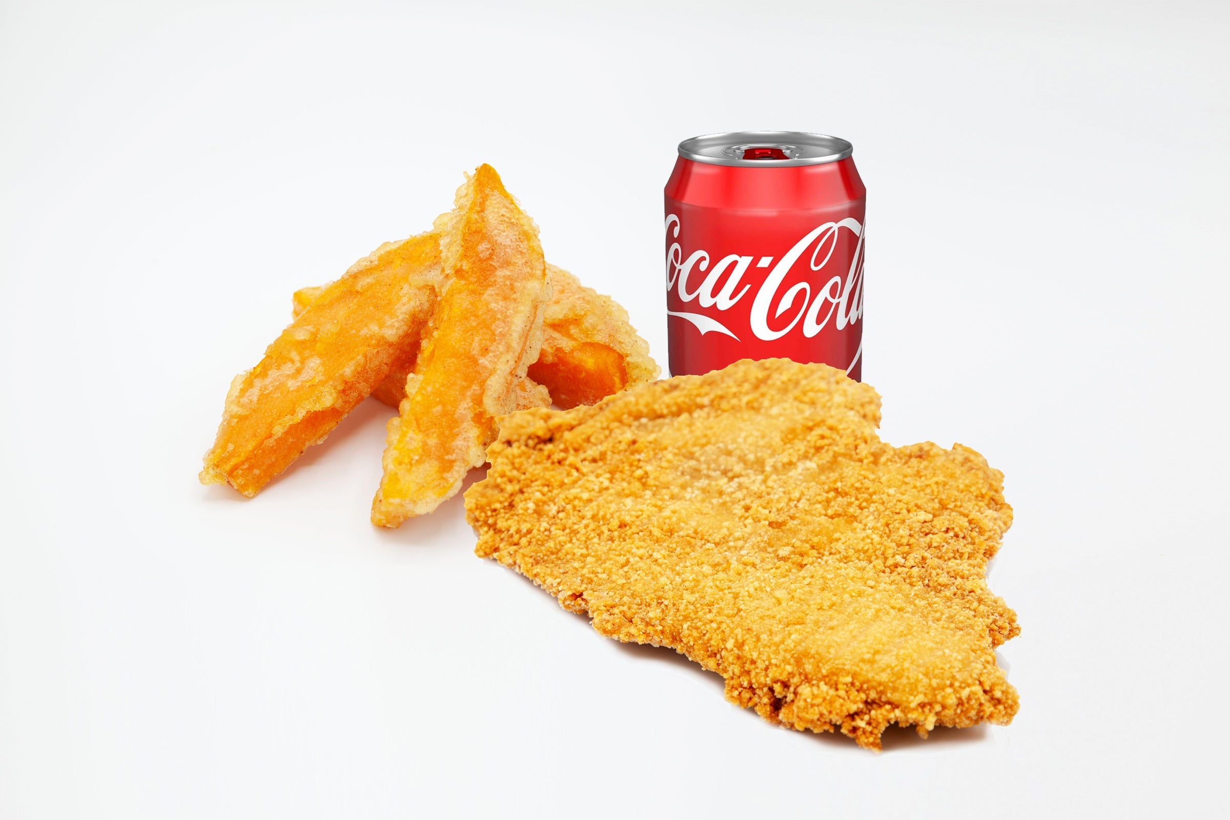 Crispy Chicken Breast, Sweet Potatoes and Soft Drinks (雞排，地瓜，  汽水 套餐）