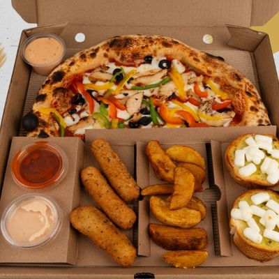Half Pizza & Appetizers Box