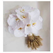 White Orchid Bouquet With Wheat Spike