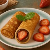 Blini With Chocolate And Strawberry