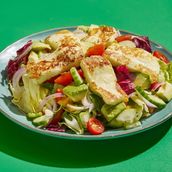 Caribbean Mixed Greens Salad with Grilled Halloumi