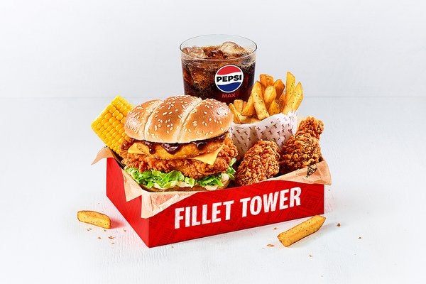 BBQ Fillet Tower Box Meal With 2 Hot Wings