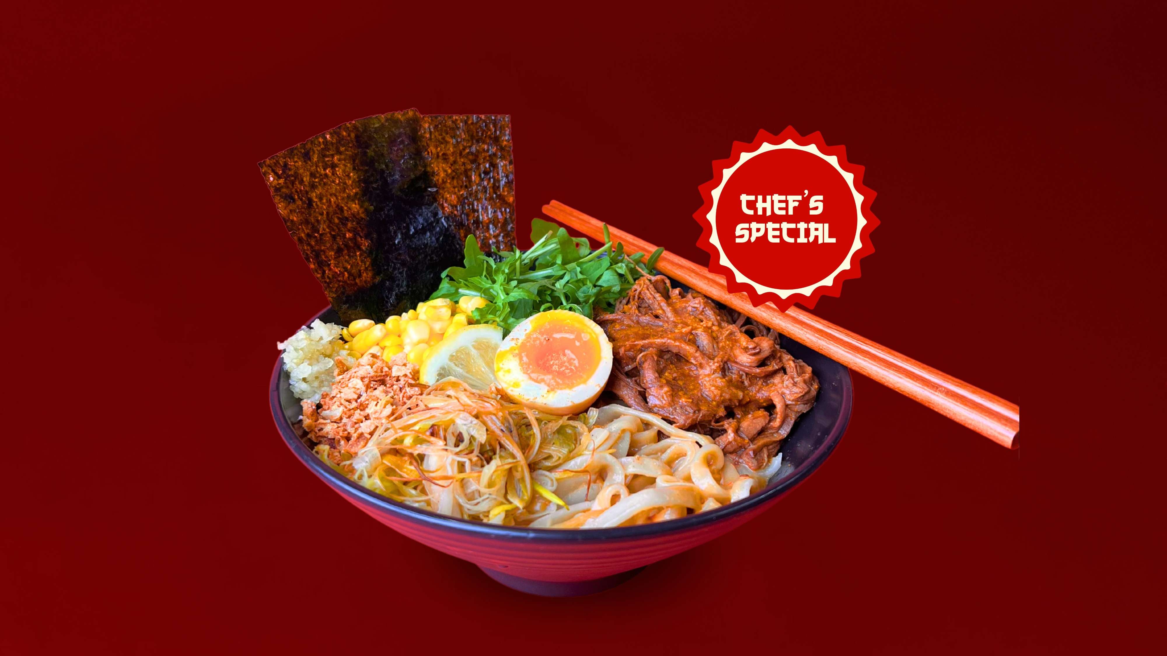 Garlic Soupless Ramen with Braised Beef Brisket