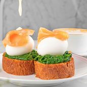 Benedictine Soft Boild Eggs Spinach and Salmon