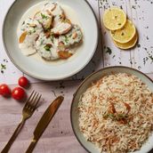 Kafta in Tahini with rice