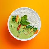 Veg Green Thai Curry Bowl-Steamed Rice
