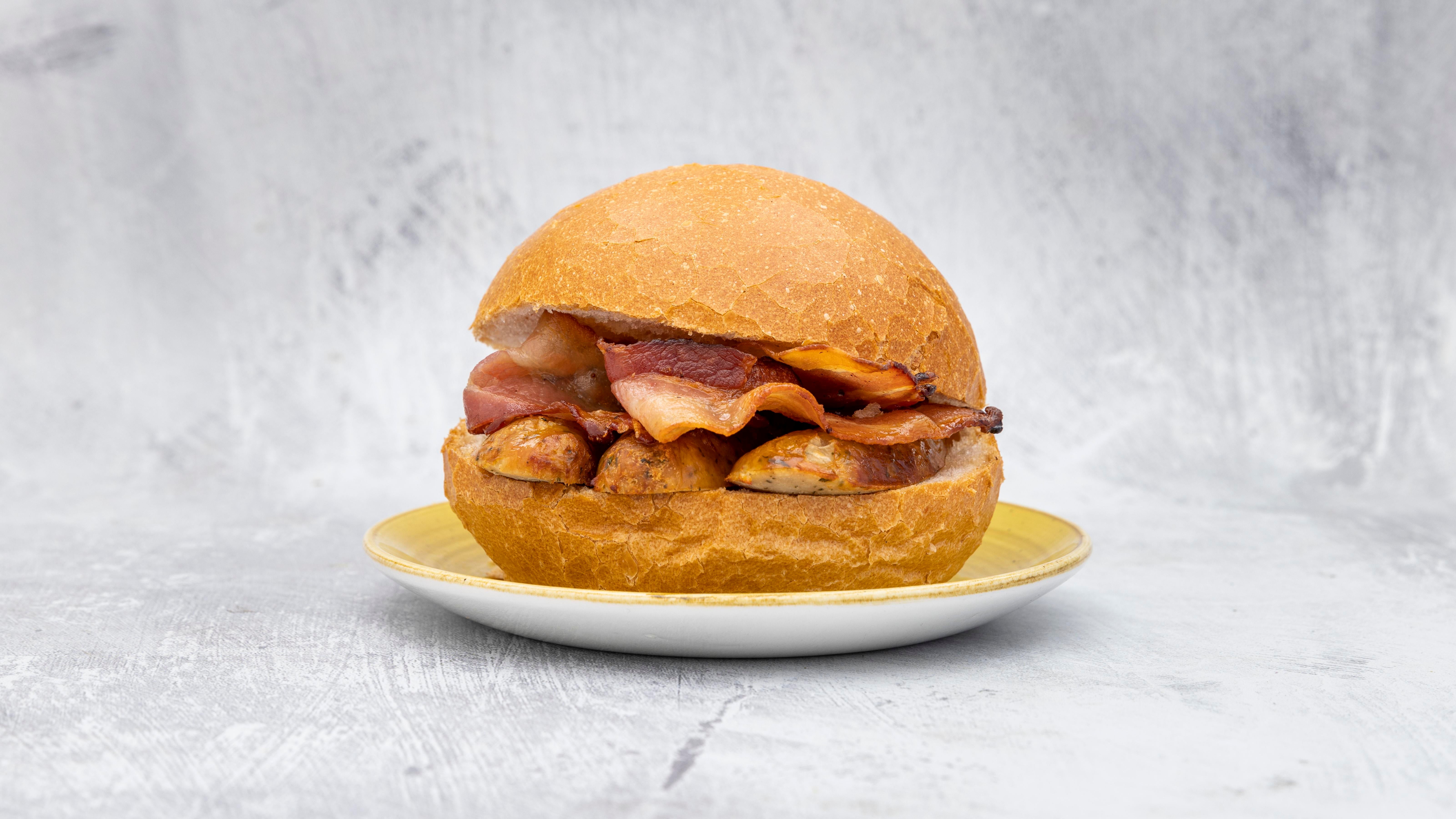 Bacon and Sausage Bap