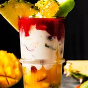 Fruit Cocktail Slice With Honey And Ashta 