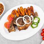 Beans with Fried Fish And Fried Plantian.