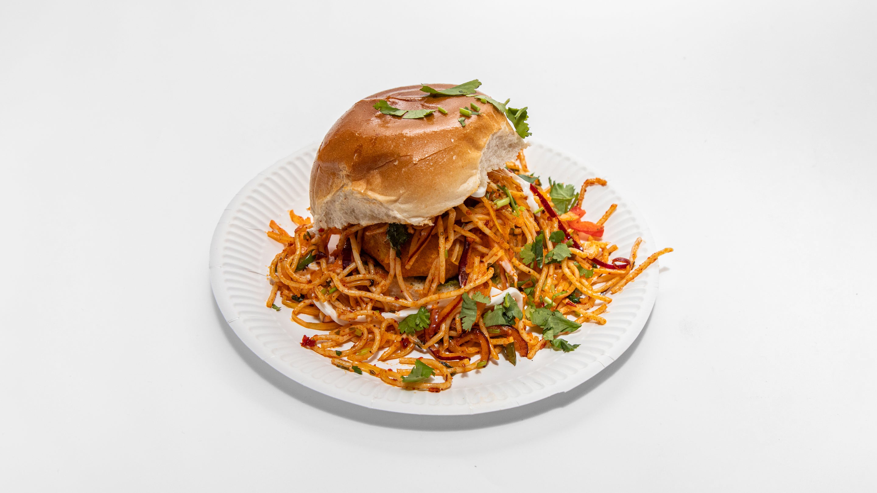 Aloo Tikki Noodle Burger