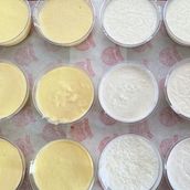 Box of mini rice with milk and mix custard