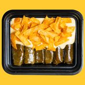 Grape Leaves with Spicy Mango Sauce and Oman Chips