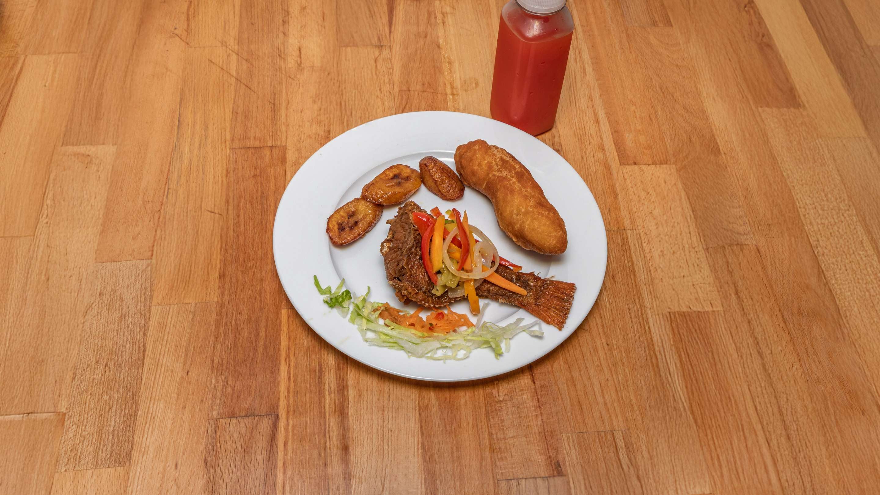 FRIED BREAM/FESTIVAL/PLANTAIN/DRINK