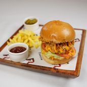 Cheesy Fried Chicken Burger