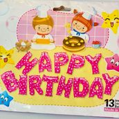 Balloon Letters Happy Birthday Color Pink With White Dot
