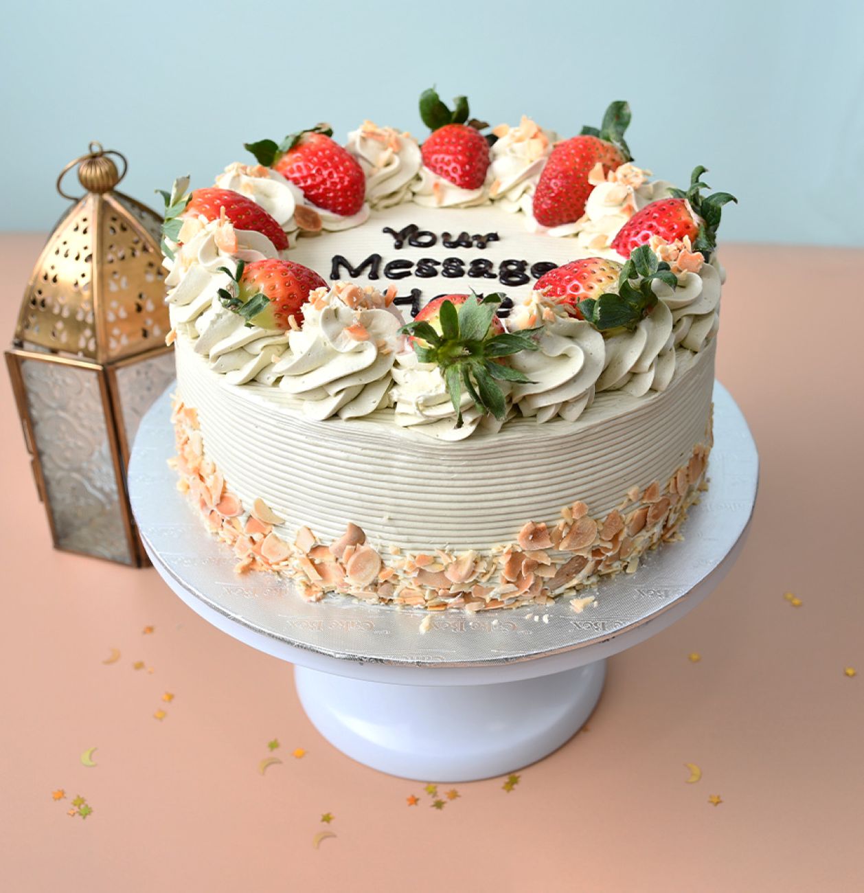 8" Strawberry Pistachio Cream Cake