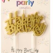 Happy Birthday 3D Word Candle Golden