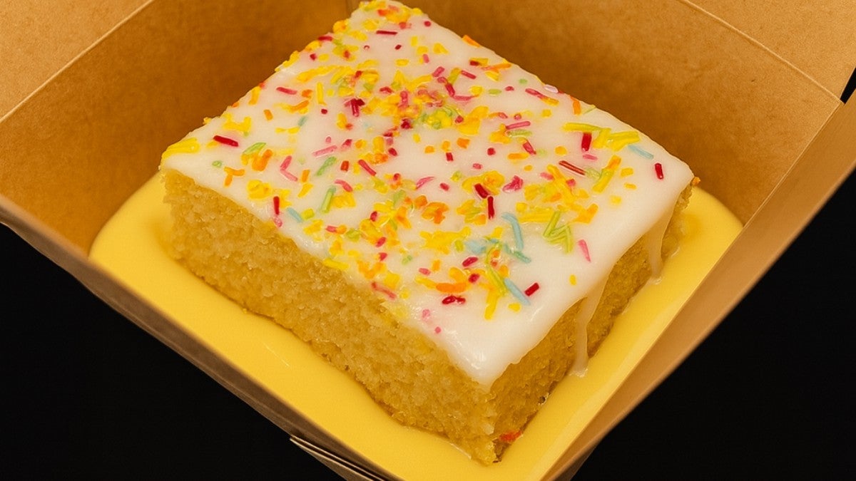 Fresh Homemade Sprinkle Sponge Cake with Custard