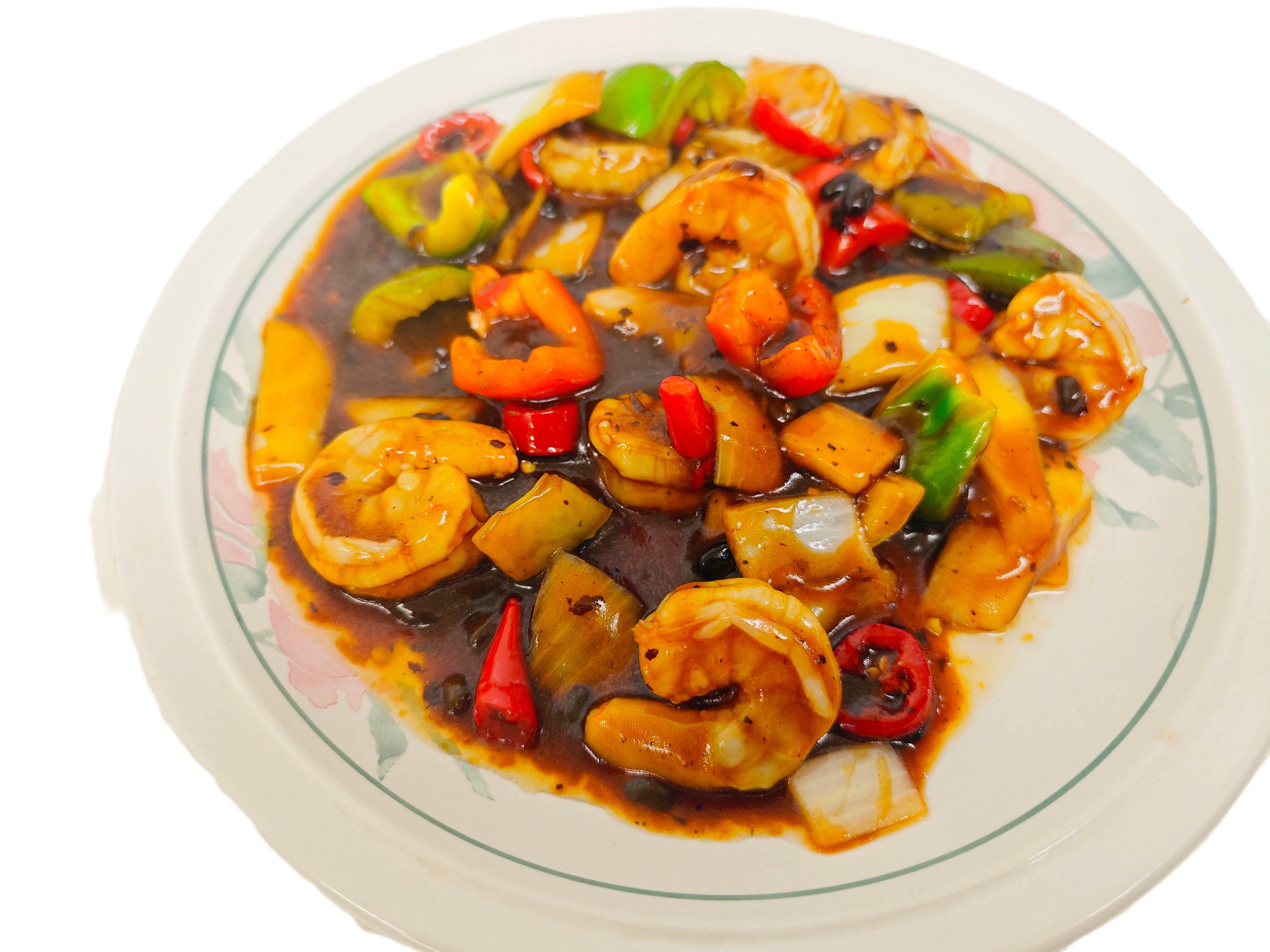 King Prawn with Green Pepper in Black Bean Sauce