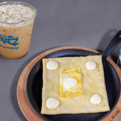 Cheese And Egg Crepe With Freez iced Coffee