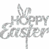 Silver Glitter Happy Easter Cupcakes Topper