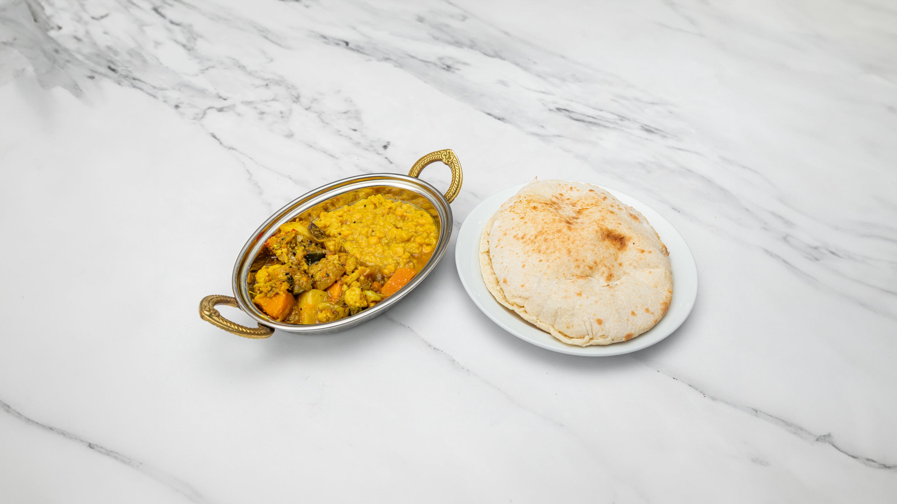 2 Nan Bread with Dall and Vegetable Mix