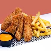 Chicken Strips And Hot Cheese Sauce