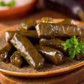 Grape Leaves, Pomegranate Molasses, Lemon
