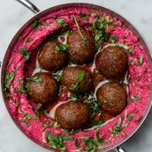 Beetroot Hummus and Kibbeh Balls (f)
