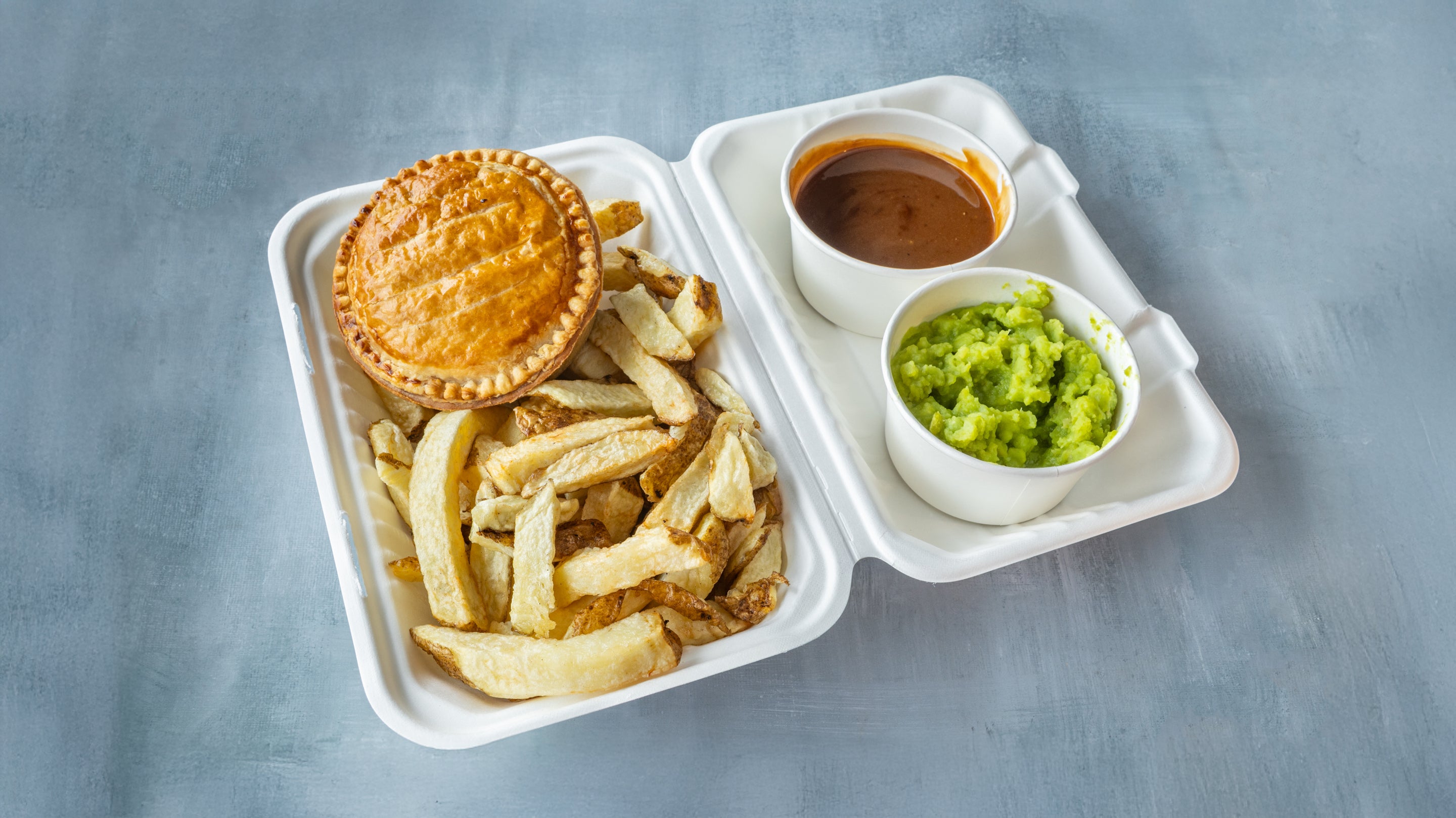14x Award Winning Handmade Pie, Chips, Peas & Sauce