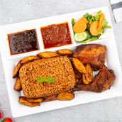 Jollof Rice Combo Fried Chicken with Plantain only 1