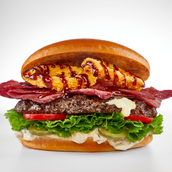 BBQ & Onion Rings Burger Sandwich